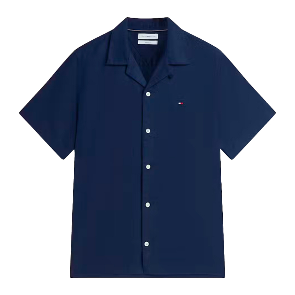 Tommy Hilfiger T-shirts Bleu marine - CHEMISE UNI EN MLANGE DE LIN - S - Ref 81 €
